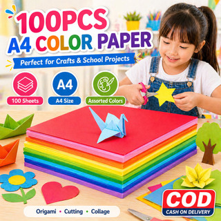 100pcs A4 Colored Paper Assorted Colors Construction Paper Student Art Craft School Supplies