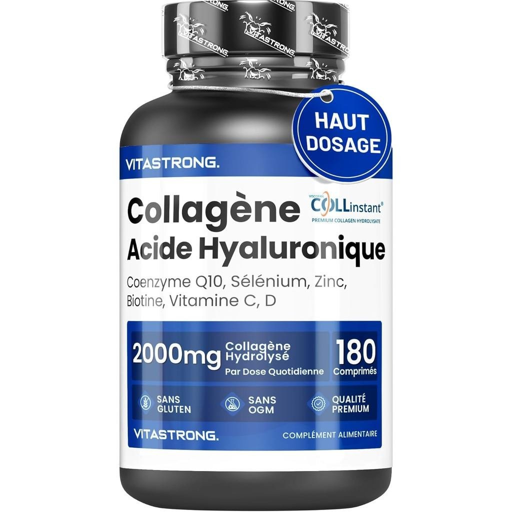 COLLAGEN และ HYALURONIC ACID Vitastrong 2000 มก. คอลลาเจน คอลลาเจนพร้อม Biotin Cnzyme Q10 Zinc Selen