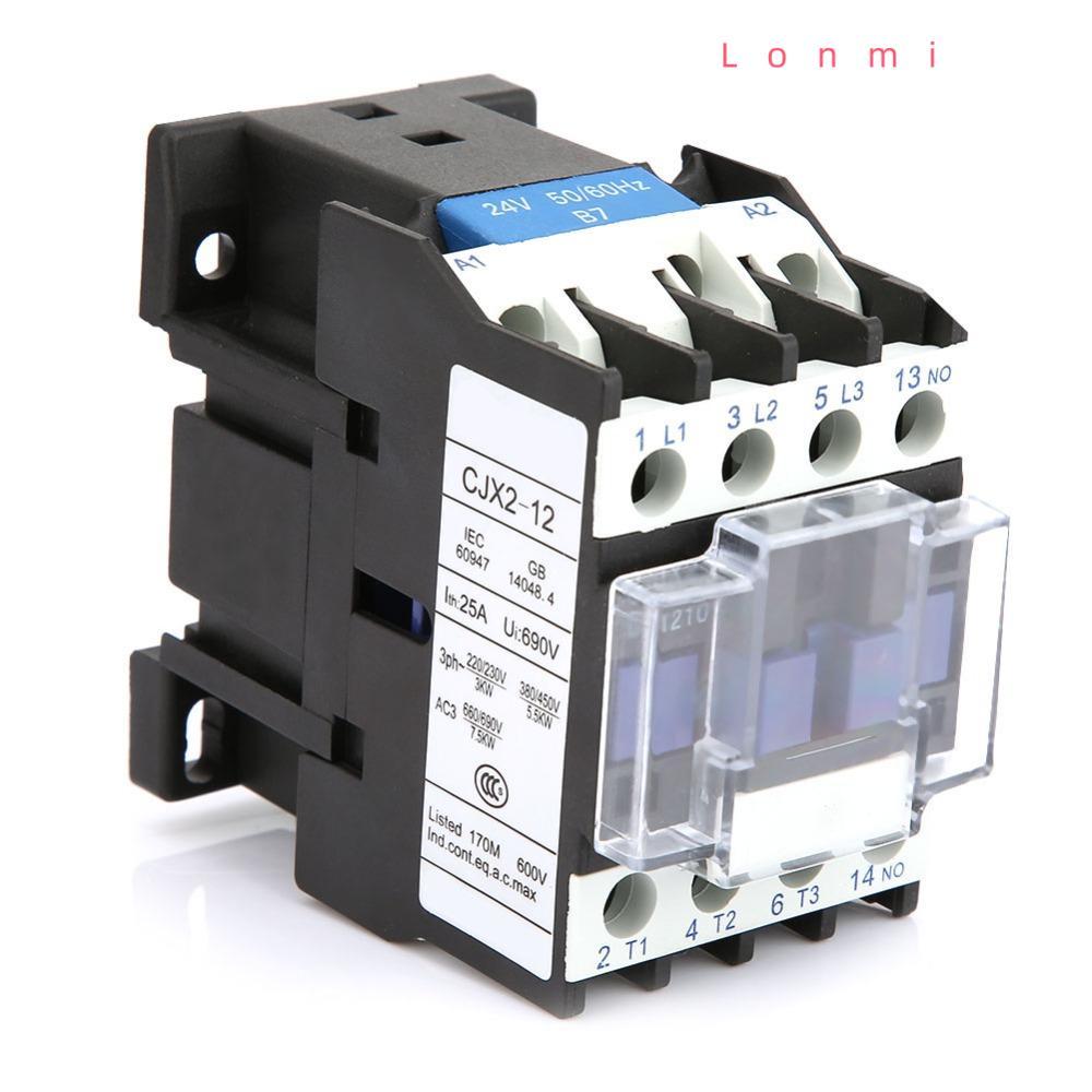 LONMI AC Contactor, 12A 24V/36V/48V/110V/220V/380V AC Contactor, Rail Mount CJX2-1210 CJX2-1210 คอนแ