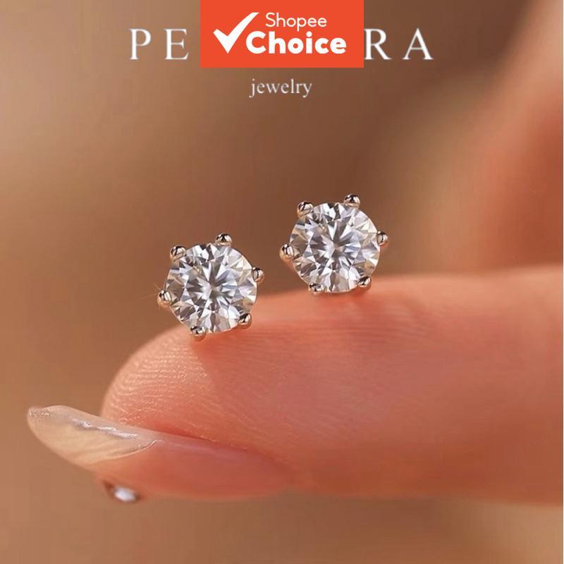 ต่างหูสตั๊ด Cubic Zirconia สําหรับผู้ชายและผู้หญิง Hypoallergenic ประกายเพชร