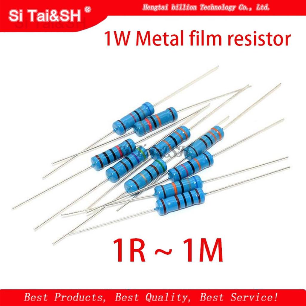 20pcs 1W ตัวต้านทานฟิล์มโลหะ 1% 1R ~ 1M 2R 10R 22R 47R 100R 330R 1K 4.7K 10K 22K 47K 100K 330K 470K 