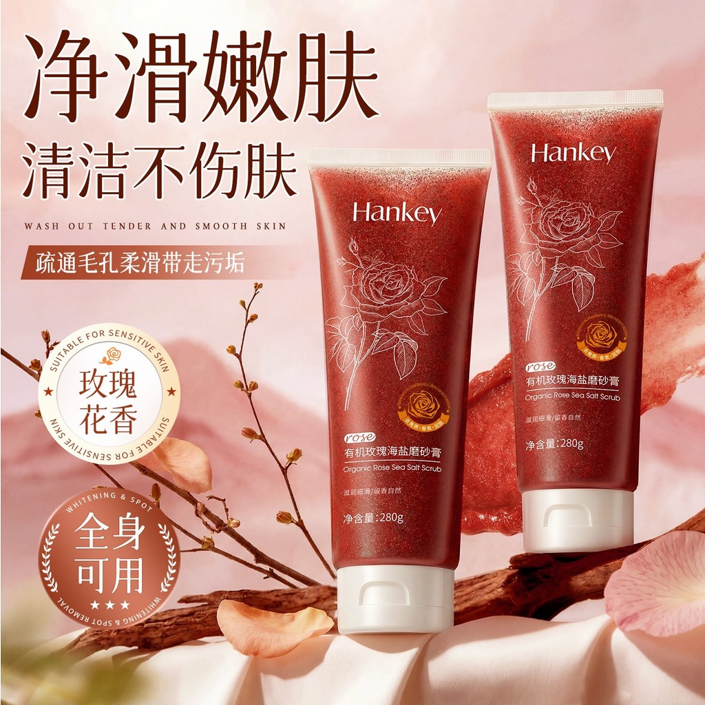 [คลังสินค้าพร้อม] Hanji Organic Rose Sea Salt Scrub 280g Moisturizing Moisturizing Facial Body Exfol