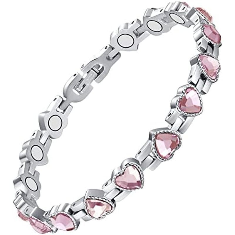 tic Bracelets for Women, Titanium Steel Magnetic Bracelet with Neodymium Magnets & Sparkling Crystal