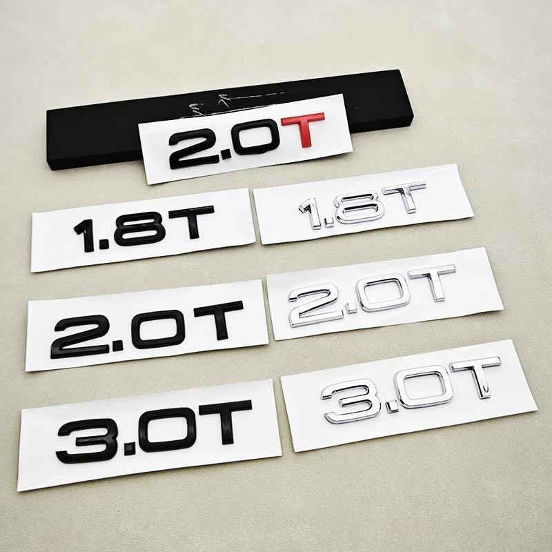 3D ABS ตัวอักษรรถสติกเกอร์ด้านหลังป้ายโลโก้ 1.8T 2.0T 3.0T สัญลักษณ์สําหรับ Audi A3 A4 A5 A6 A7 A8 Q