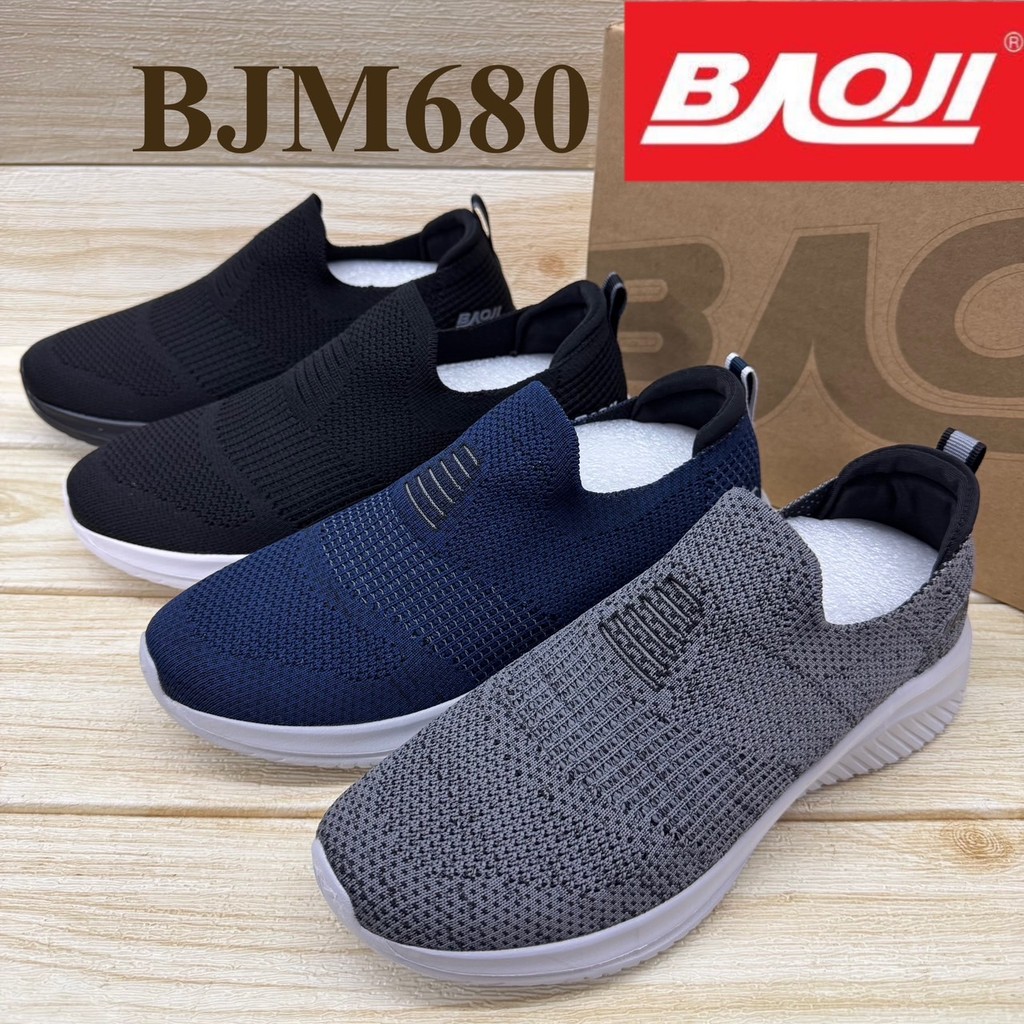 Baoji BJM 680  รองเท้าผ้าใบผู้ชาย บาโอจิ ทรงสลิปออน 41-45 เบา ใส่สบาย