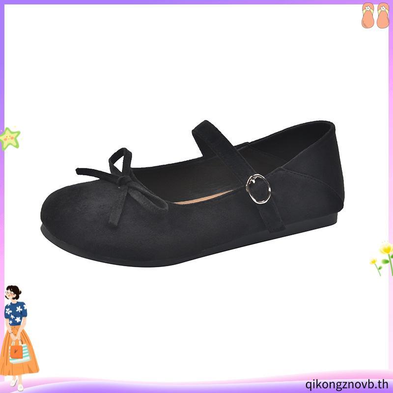 Marry Jane Round Toe Suede Shoes ผู้หญิงสไตล์เกาหลี