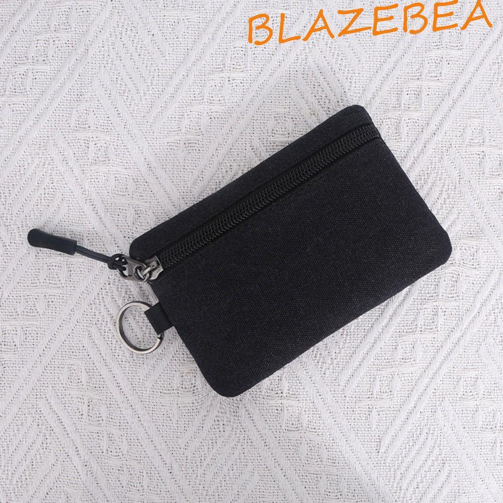 BLAZEBEA กระเป๋าใส่เหรียญผ้าแคนวาส สไตล์วินเทจ พร้อมแหวนกุญแจ ทนทาน และเหมาะสำหรับผู้ชาย