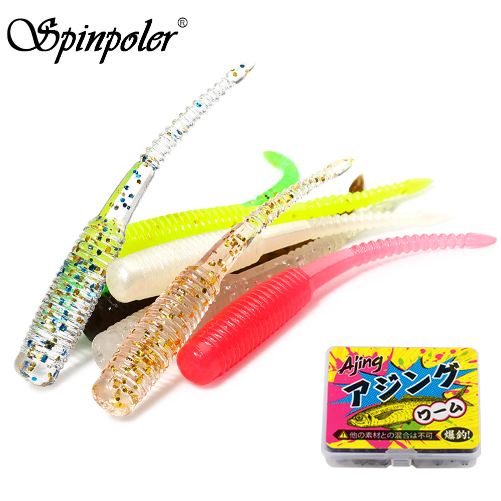 20PCS Spinpoler Luminous Soft Lure 35 มม.Mini Ajing หนอนเหยื่อประดิษฐ์สําหรับ Rockfish