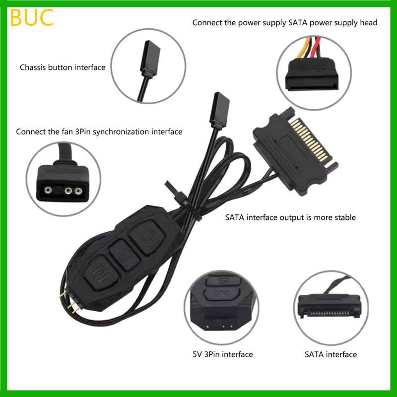 BUC ARGB Controller 5V 3Pin ARGB Controller แหล่งจ่ายไฟแถบไฟรีโมทคอนโทรล ARGB Sync Controller สาย