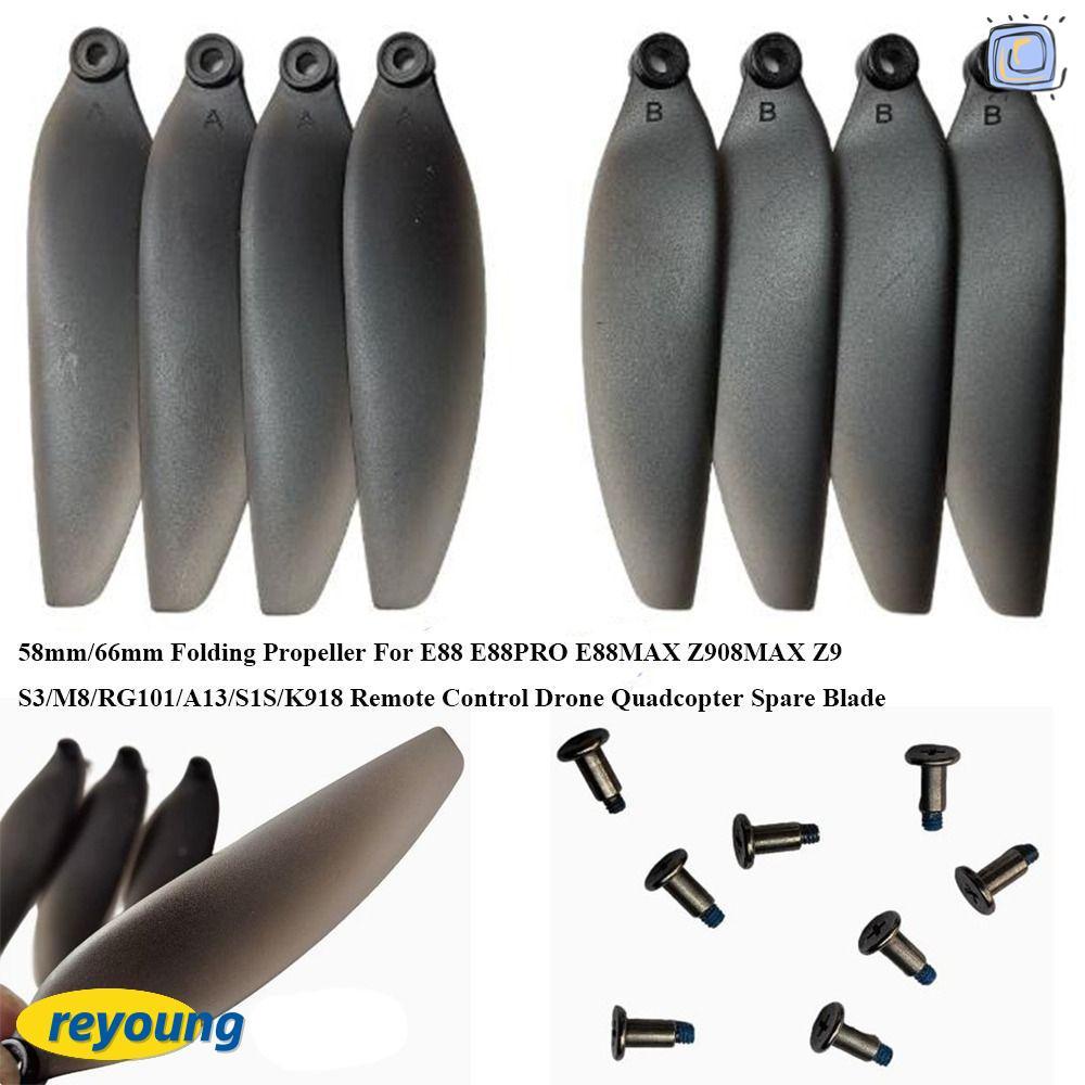 REYOUNG รีโมทคอนโทรล Drone Parts,พลาสติกสีดําพับใบพัด, Universal 58 มม./66 มม.Quadcopter อะไหล่ใบมีด