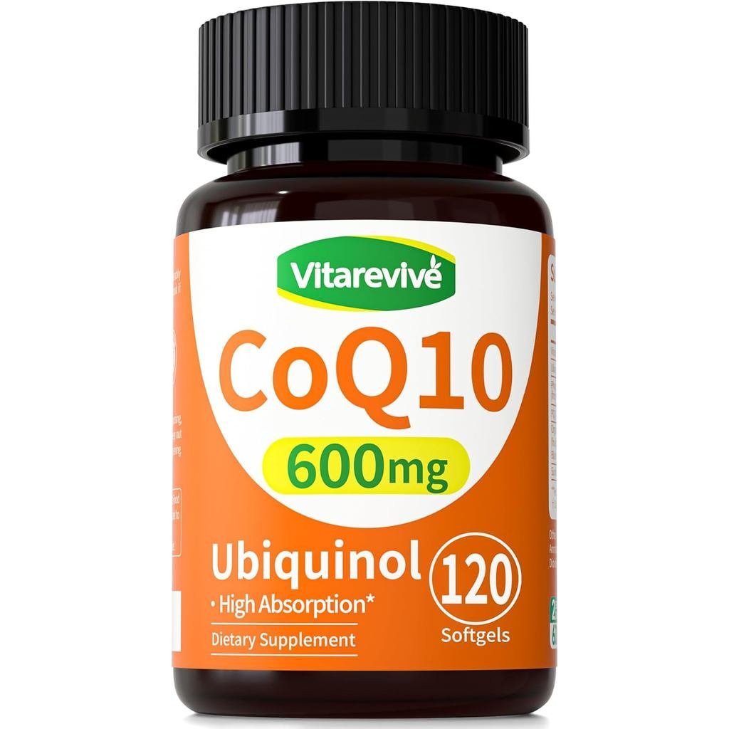CoQ10 600 mg Softgels – Ubiquinol Coq 10 อาหารเสริม Coenzyme Q10 & CoQ-10 สําหรับพลังงาน, Heart & An