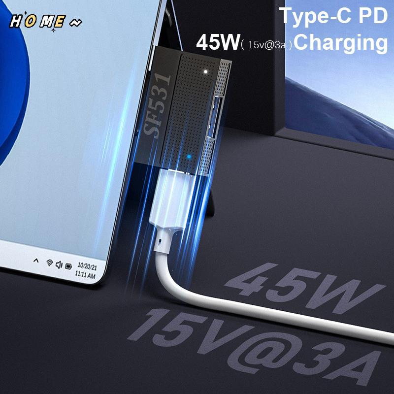 NewHOME 45W PD Magnetic Fast Charger Adapter สําหรับ Microsoft Surface Pro X 8 7 6 5 4 3 Go Book