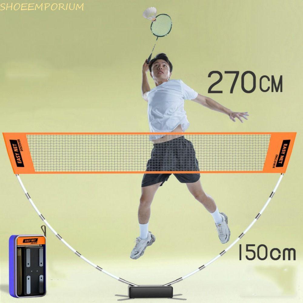 SHOEEMPORIUM ตาข่ายแบดมินตัน พับพร้อมกระเป๋าพกพา ตาข่ายฝึกซ้อมเทนนิสวอลเลย์บอล 3D Ball Net ความสูงปร