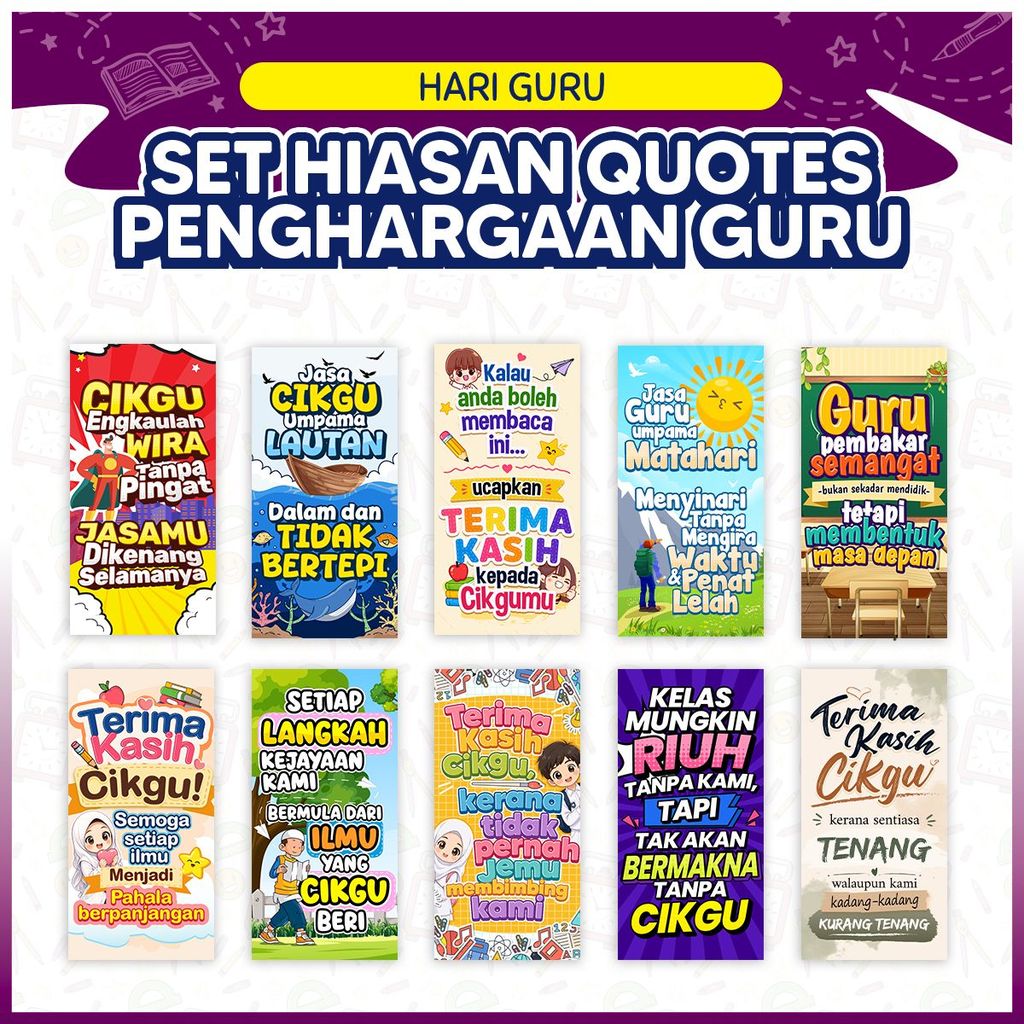 (10 ชิ้น) BANNER SET QUEOTES TEACHER AWARD School Teachers Day Decoration Teachers Day Decorationati