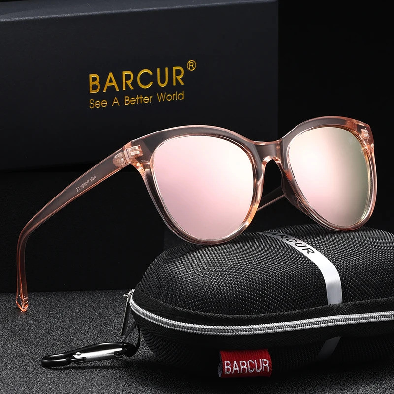 BARCUR แฟชั่น Cat Eye ผู้หญิงแว่นตากันแดดโพลาไรซ์สบาย Ultra Light PC กรอบ UV400 TAC เลนส์ lentes de 