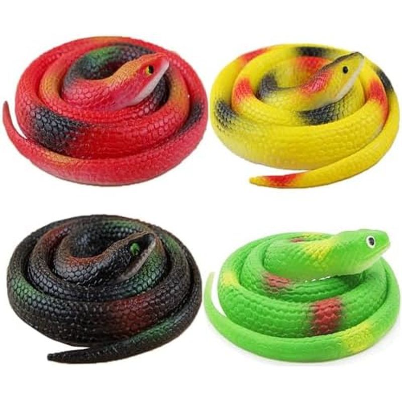 4 Packs Realistic Rubber Snake to Keep Birds Away – 29 inch Plastic Forest Fake Snakes April Fools D