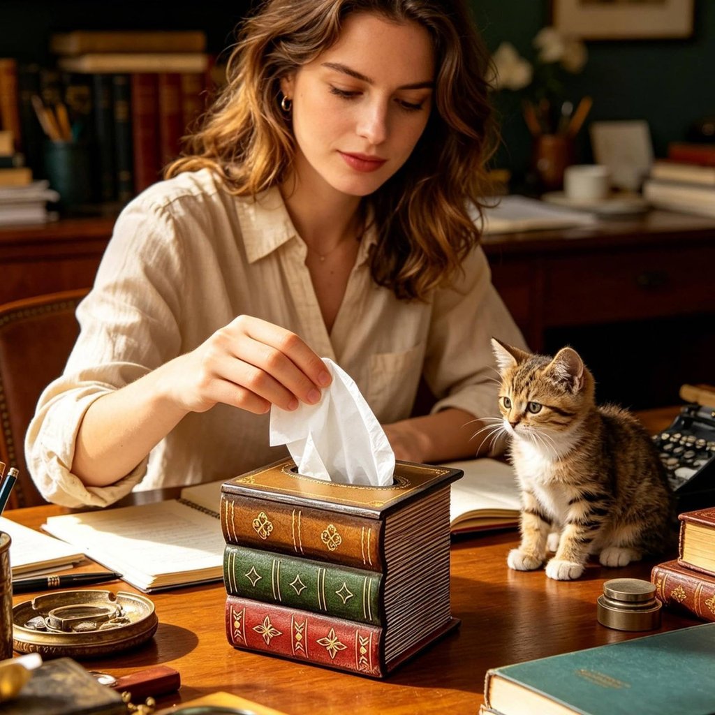 European Design Fake Book Tissue Holder Decorative Book Tissue Box Sturdy for Desktop