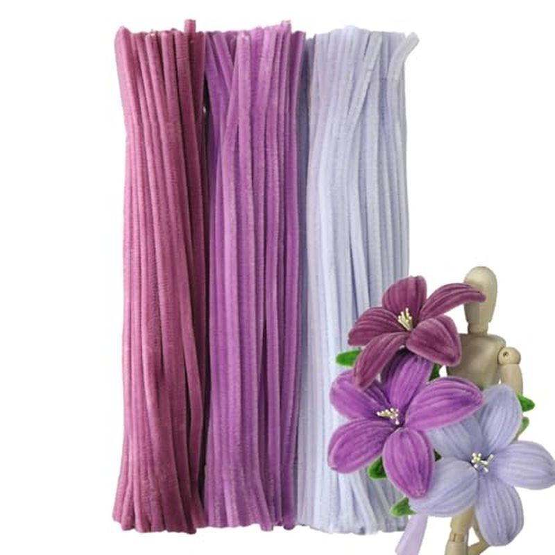 300pcs Ombre Light Green Pipe Cleaners - Fluffy Craft Pipe Cleaners in 3 Shades for Arts & Crafts, P