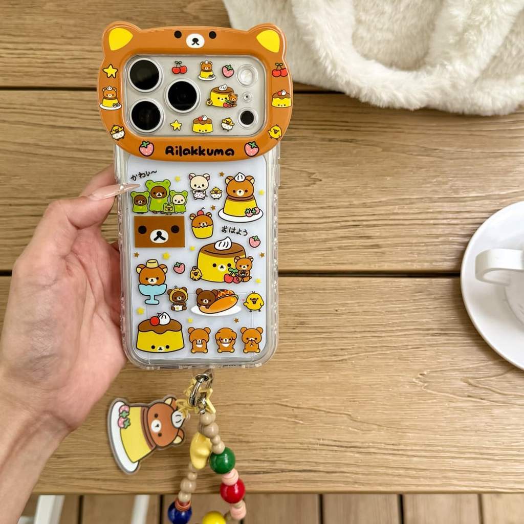 17promaxปลอกน่ารักRilakkumaพุดดิ้งธีมสําหรับIphone 17 17Air 16 15 14 13 Pro Maxเคสโทรศัพท์17Promaxทําด้วยมือลูกปัดCharmหมีหูกล้องป้องกัน