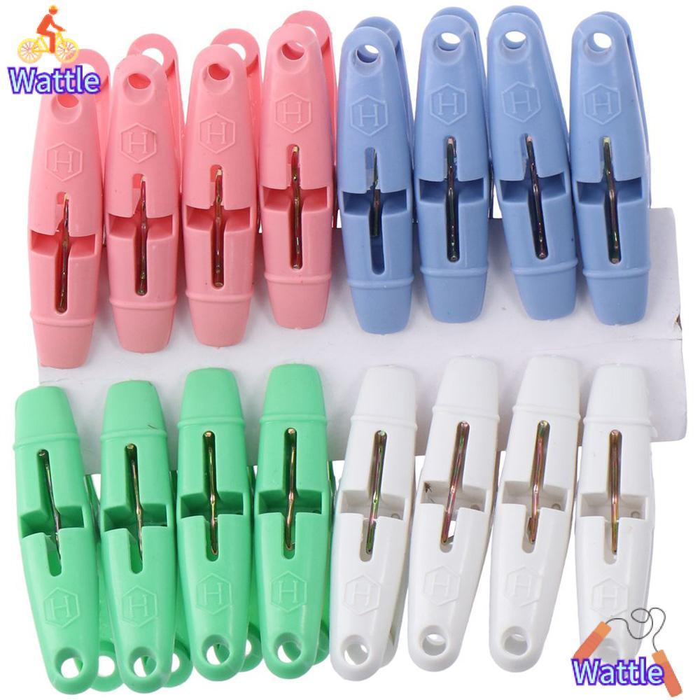 WATTLE 16PCs คลิปหนีบผ้าซักผ้า, กันลื่น 4 สีหนีบผ้า, พลาสติกใช้งานได้จริง Heavy Duty หมุดเสื้อผ้าหน้าแรกตู้เสื้อผ้าห้องน้ํา