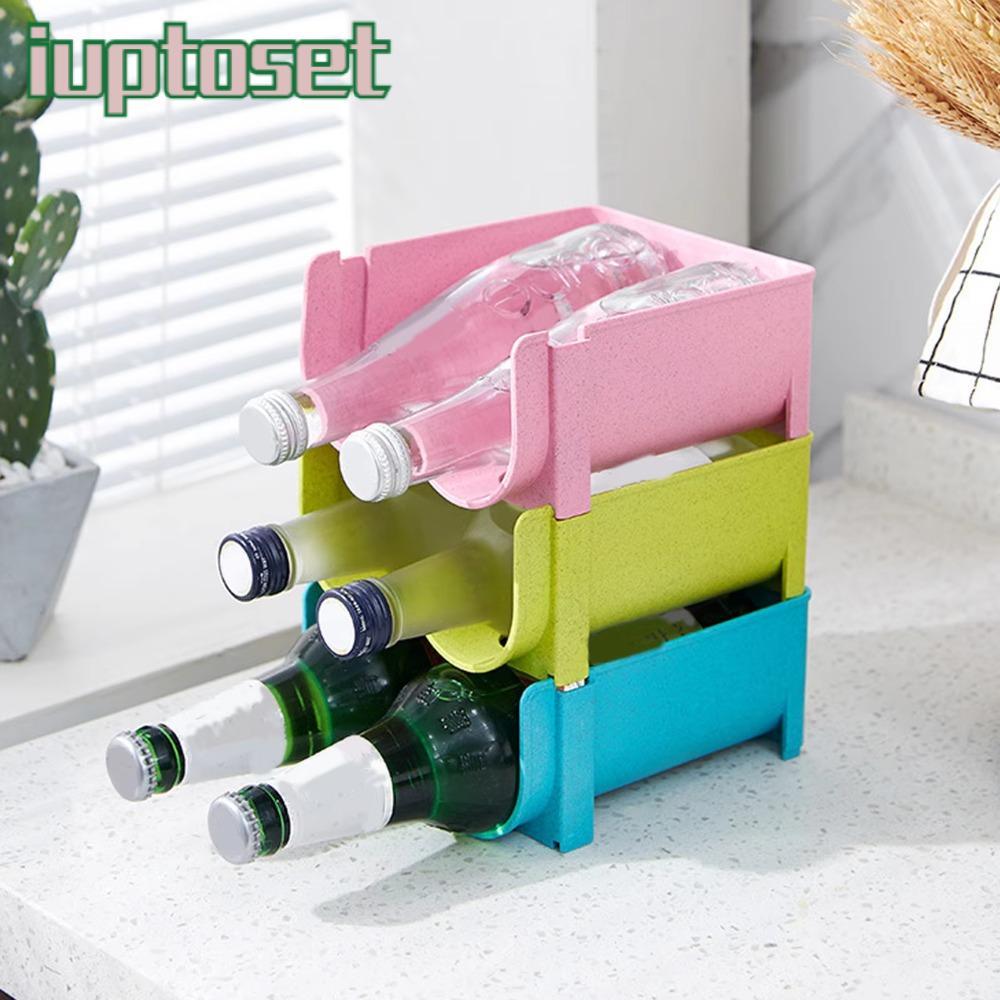 IUPTOSET ตู้เย็นสามารถชั้นวางเครื่องดื่ม,ประหยัดพื้นที่ Anti-skid เบียร์ Cola Storage Holder,คุณภาพพลาสติกวางซ้อนกันได้ตู้เย็น Rack Home
