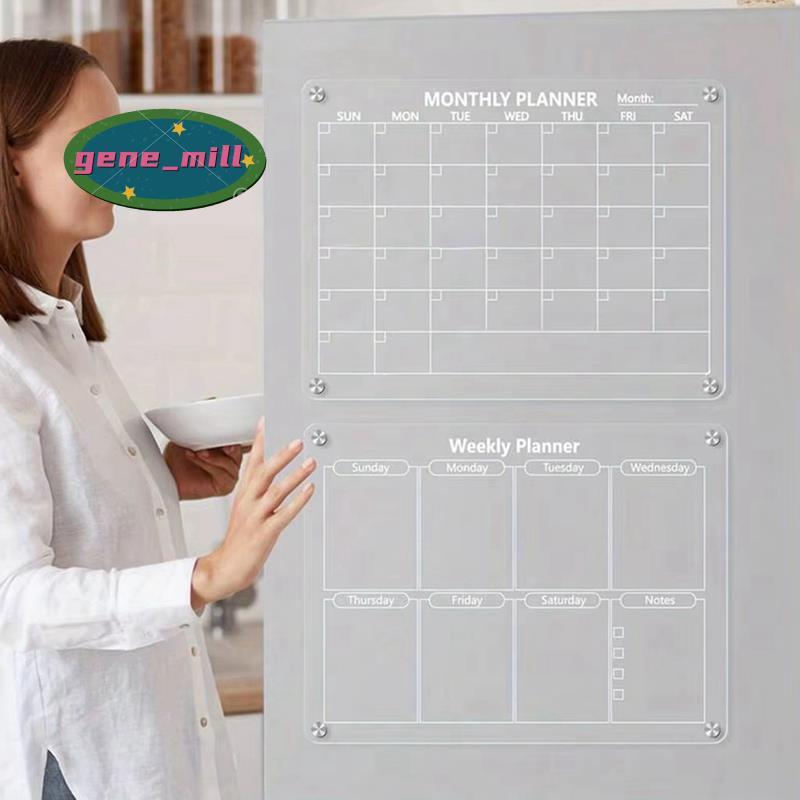 Magnetic Acrylic Calendar Board Markers & Magnetic Pen Holder สําหรับตู้เย็นตู้เย็นตู้เย็นรายเดือนแห