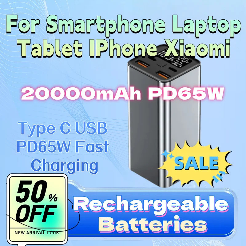 คุณภาพสูงใหม่ 20Ah ภายนอก Power Bank สําหรับสมาร์ทโฟนแล็ปท็อปแท็บเล็ต IPhone Xiaomi Type C USB PD65W