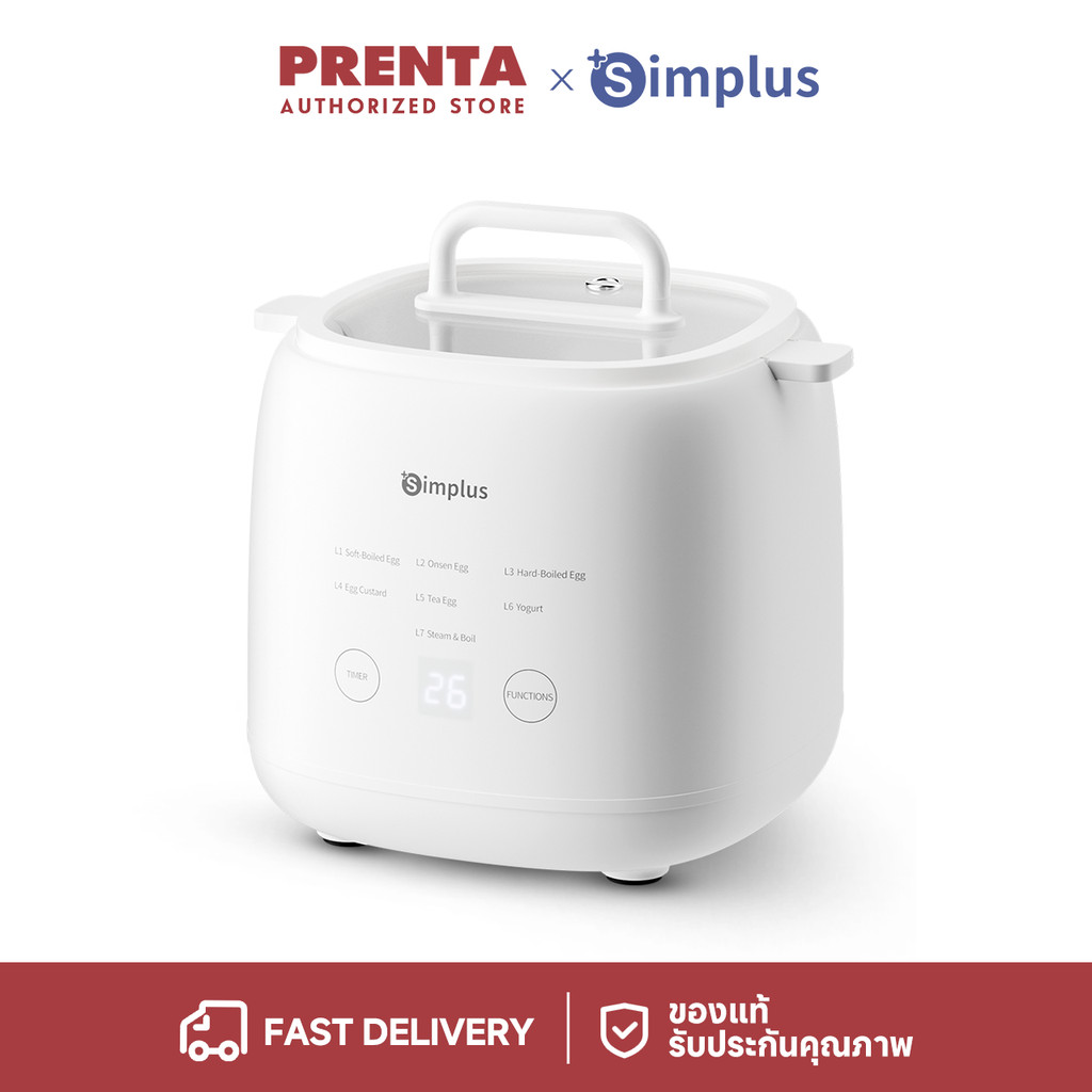 Prenta x Simplus เครื่องต้มไข่มัลติฟังก์ชั่น มี 7 โหมด ตั้งค่าเวลาล่วงหน้าได้ 24 ชั่วโมง หน้าจอสัมผัส DZEG006