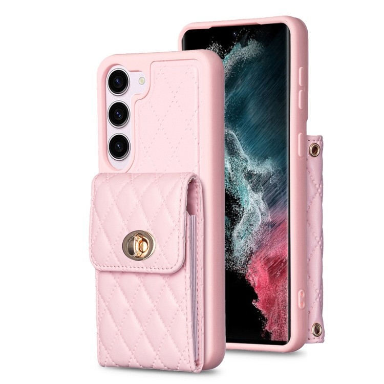 สําหรับ Samsung Galaxy S23 5G แนวตั้งโลหะหัวเข็มขัดกระเป๋าสตางค์หนังขนมเปียกปูนเคสโทรศัพท์