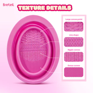Breteil ชามซิลิโคนสำหรับทำความสะอาดแปรงแต่งหน้า - ดีไซน์พับได้ สำหรับทำความสะอาดแปรงแต่งหน้าและฟองน้ำแต่งหน้า BR-W11