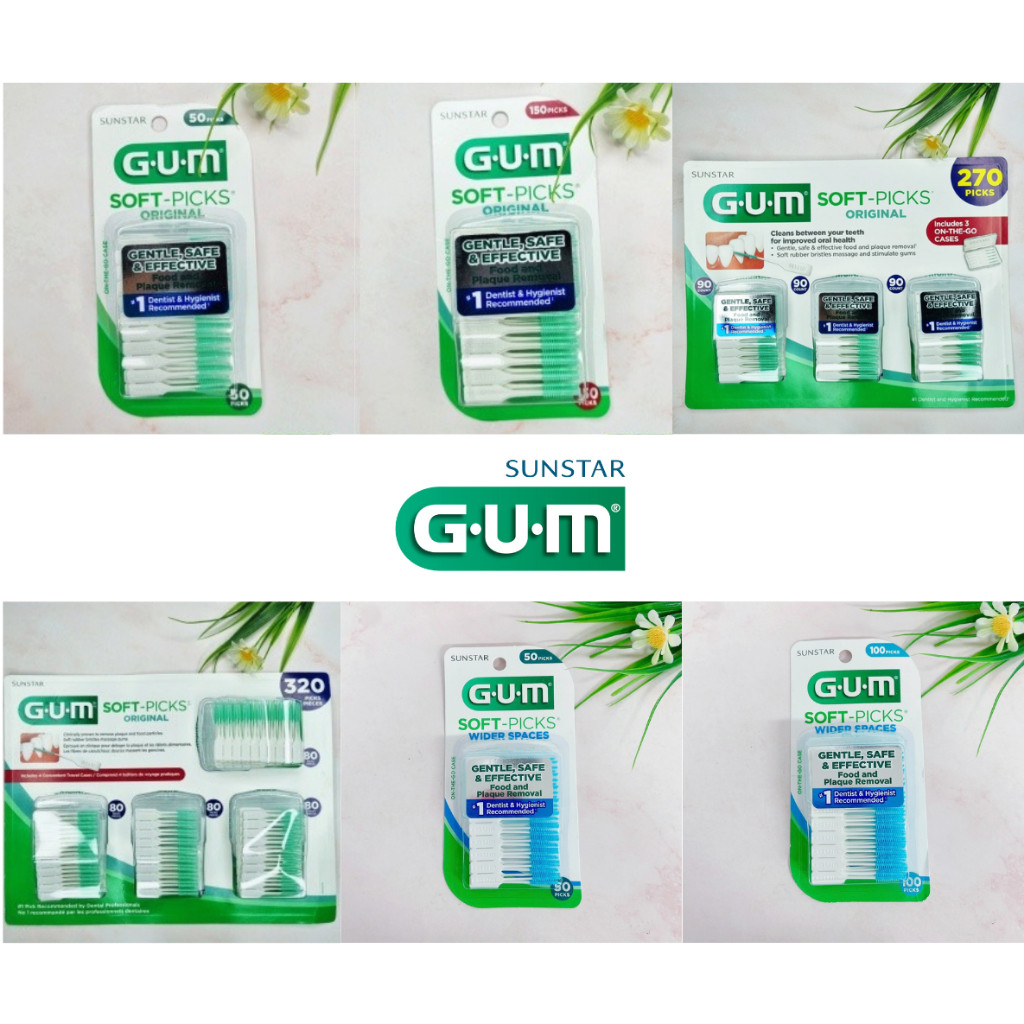 [GUM®] Soft-Picks Original, Wider Spaces Dental Picks แปรงซอกฟันซิลิโคน ไม้จิ้มฟัน จัดฟัน ซอกฟัน