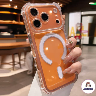 หรูหราแม่เหล็กชาร์จไร้สายเคสโทรศัพท์สําหรับ ไอโฟน 16 17 15 14 13 11 12 มือโปร สูงสุด อากาศ โปร่งใสกันกระแทกฝาครอบกันชน