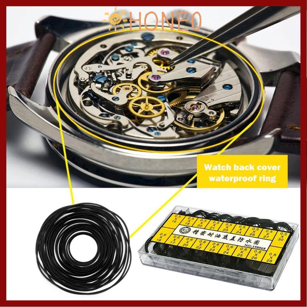 HONE 200 ชิ้น/เซ็ตยาง O-Ring,กล่องหนา 0.5 มม./0.6 มม.นาฬิกากลับยาง,ซ่อมเครื่องมือกันน้ําสําหรับช่างซ