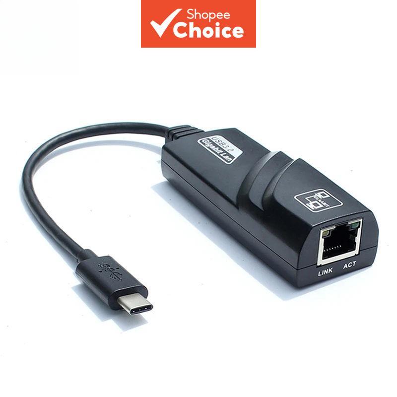 อะแดปเตอร์เครือข่ายกิกะบิต Type C เป็น RJ45 ความเร็ว 1000Mbps สําหรับพีซีและแล็ปท็อป