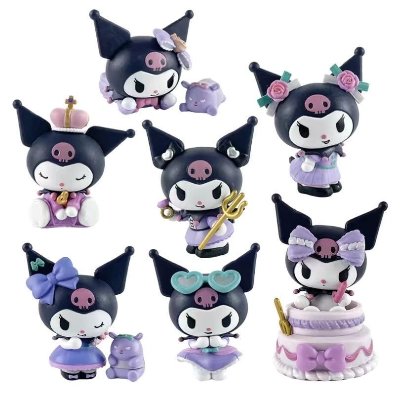 ตุ๊กตาความงามสีดำ ตุ๊กตาเมโลดี้ ตุ๊กตาการ์ตูนซานริโอ 9ซม. อุปกรณ์ตกแต่งเค้กวันเกิด ของเล่นเด็กโมเดลและของสะสม