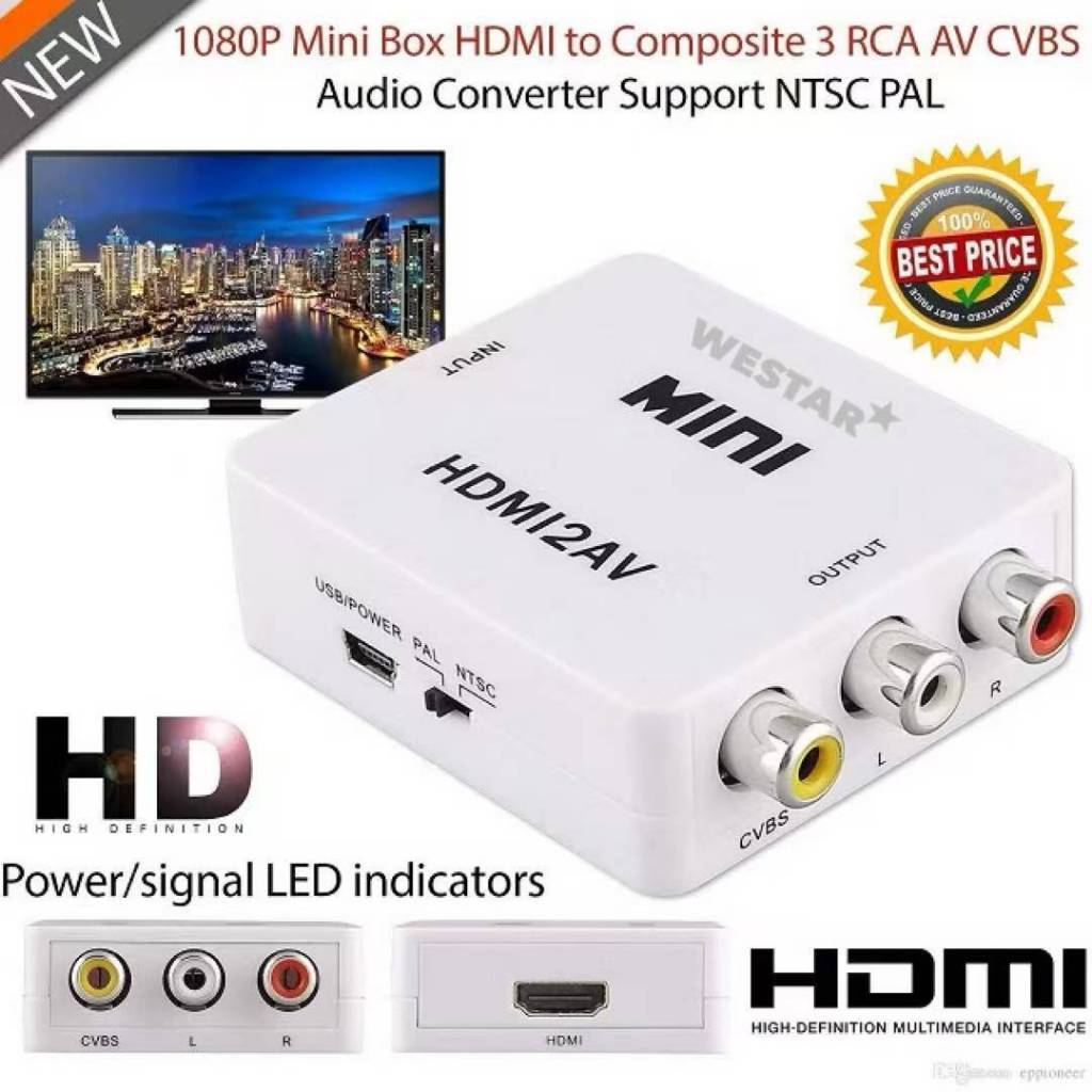 ใหม่ล่าสุดตัวแปลง HDMI เป็น AV RCA / HDMI เป็น AV / HDMI เป็น RCA