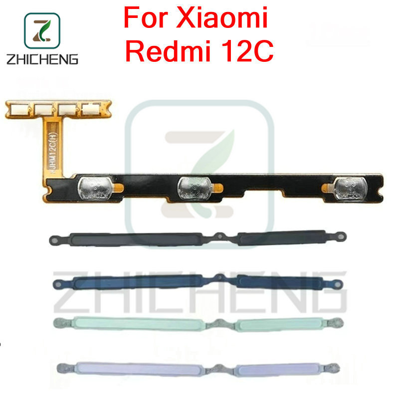 สําหรับ Xiaomi Redmi 12C ปุ่มปรับระดับเสียงด้านข้าง Flex Cable Keys ปุ่มปิดปุ่มปรับระดับเสียงขึ้นและลงด้านข้างอะไหล่ทดแทน