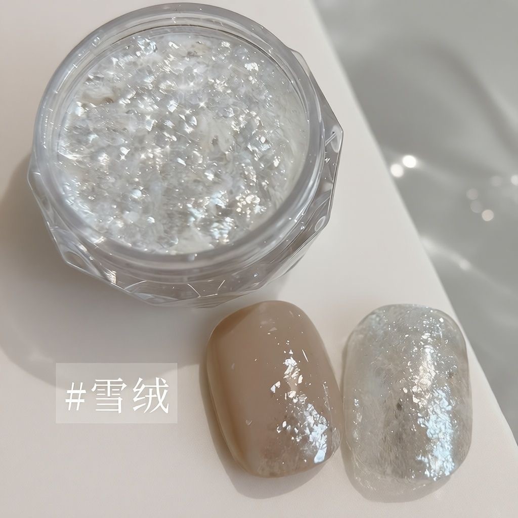 Edelweiss Powder Ultra-Thin Nails Flake Glitter Powder Material Transparent Silver White (ผงวัสดุ)