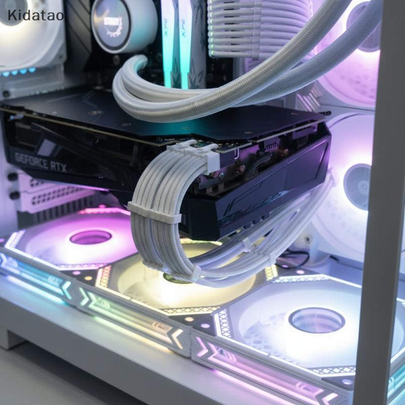 Kidatao 24Pin ATX Power Extension Cable Kit PCIe 6+2Pin 8Pin GPU Cable Sturdy Solution สําหรับ PC Cu