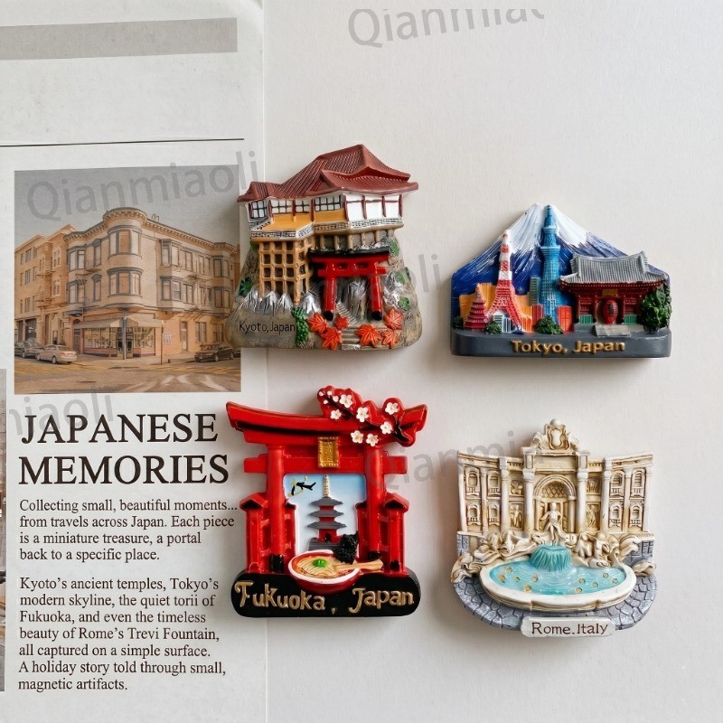 แม่เหล็กติดตู้เย็น 3D ของที่ระลึกท่องเที่ยว - ญี่ปุ่น Tokyo Kyoto Hokkaido / อิตาลีโรม / ประเทศไทยภูเก็ต / จีน Creative Magnetic Home Decor ของขวัญ Attraction Tou