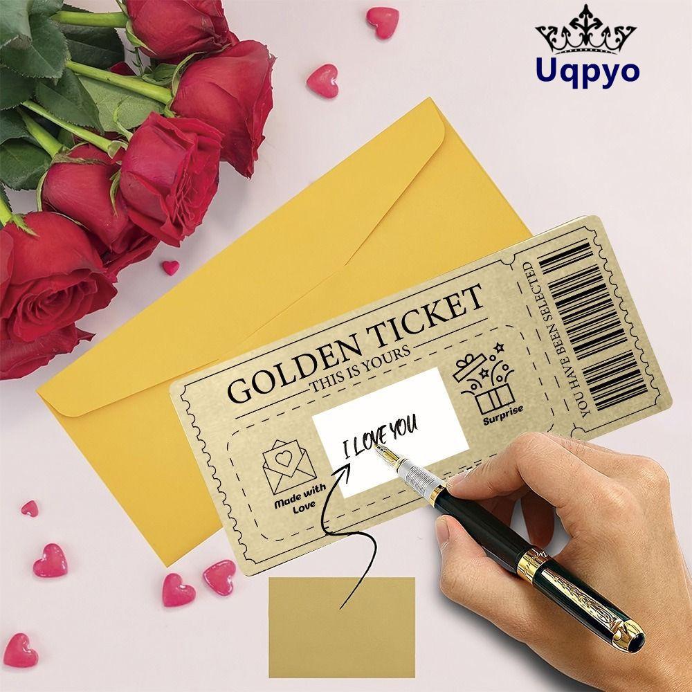 UQPYO Golden Ticket Scratch- Card,พร้อมซองจดหมายScratch Ticketคอนเสิร์ต,Raffle Gift Party Favor Scra