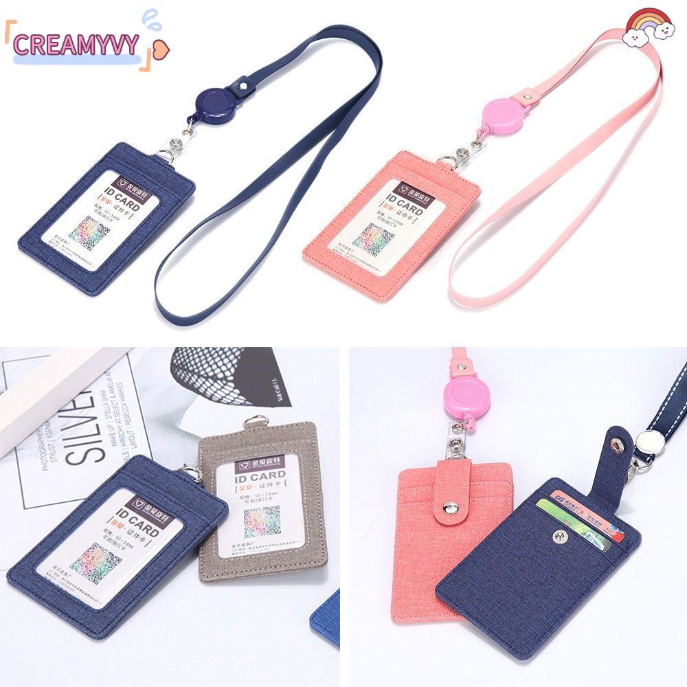 Creamyvy กระเป๋าใส่บัตร PVC สำหรับผู้หญิงและผู้ชาย เหมาะสำหรับใช้งานในสำนักงาน, บริษัท และโรงเรียน
