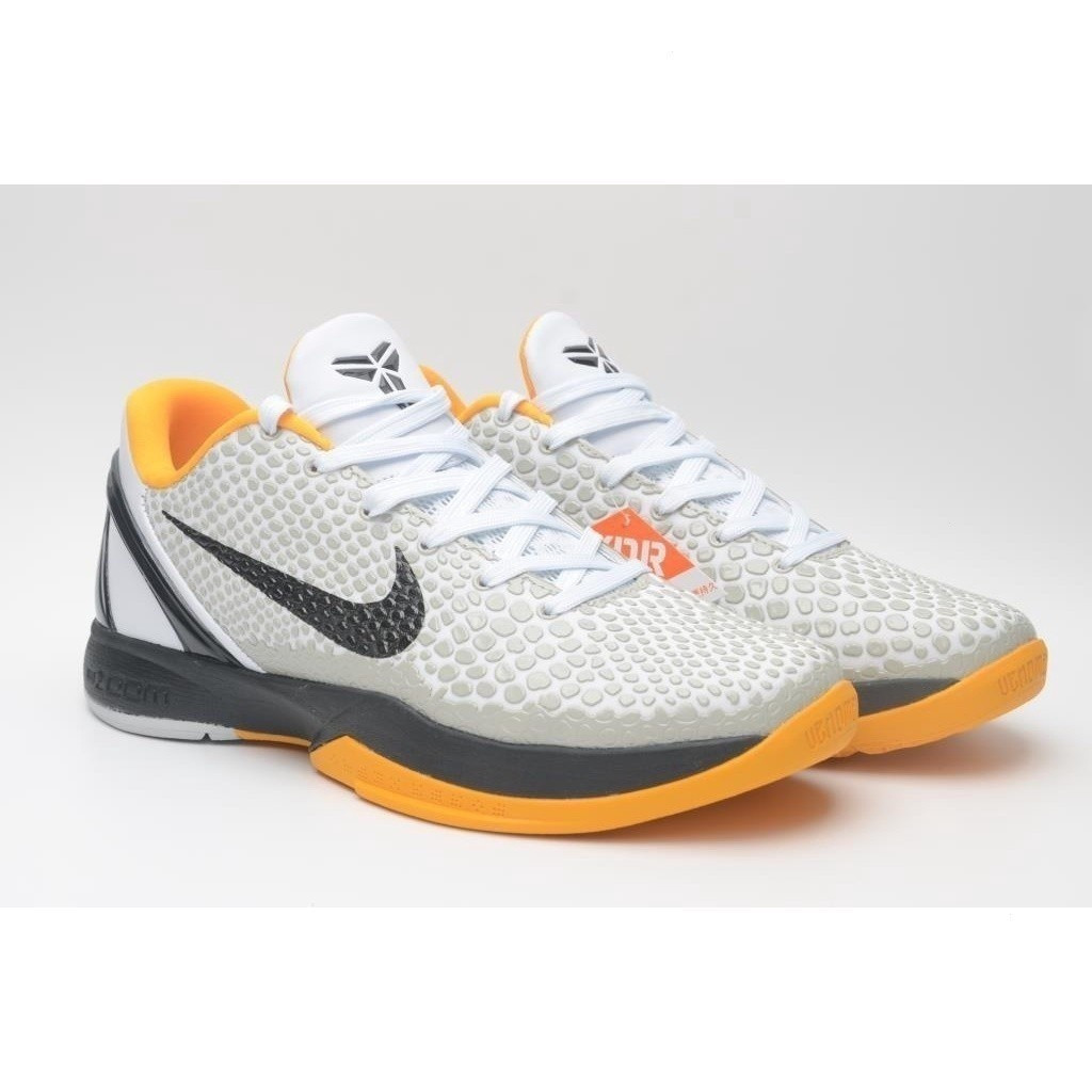 VI MKAB NK Kobe 6 elite สีดําสีขาวสีเหลืองรองเท้าบาสเก็ตบอลต่ํารองเท้าผ้าใบ CBPX