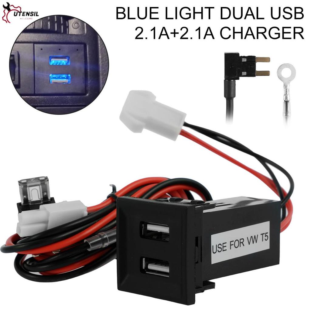 Dual USB Phone Charger Socket ใช้งานร่วมกับ Transporter T5 2003-2009 Car Charger Power Socket SHOPSB