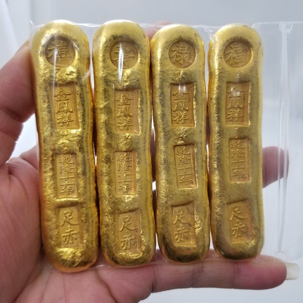 งานฝีมือโบราณ Gold Ingot Gold Bar วัสดุทองเหลืองสีทอง Non-Gold J5026.3.28