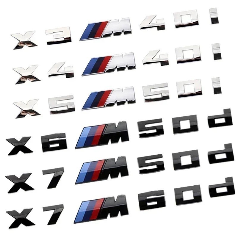 สําหรับ BMW X3M X4M X5M X6M X7 M พลังงานเก่าสัญลักษณ์ป้ายโลโก้ 40i 40d 50i 50d 60d 60i ABS ด้านหลังโ