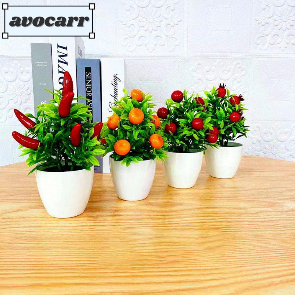 AVOCAR Fruit Tree potted Photography Props เครื่องประดับ Windowsill Fake greenery Orange Berries