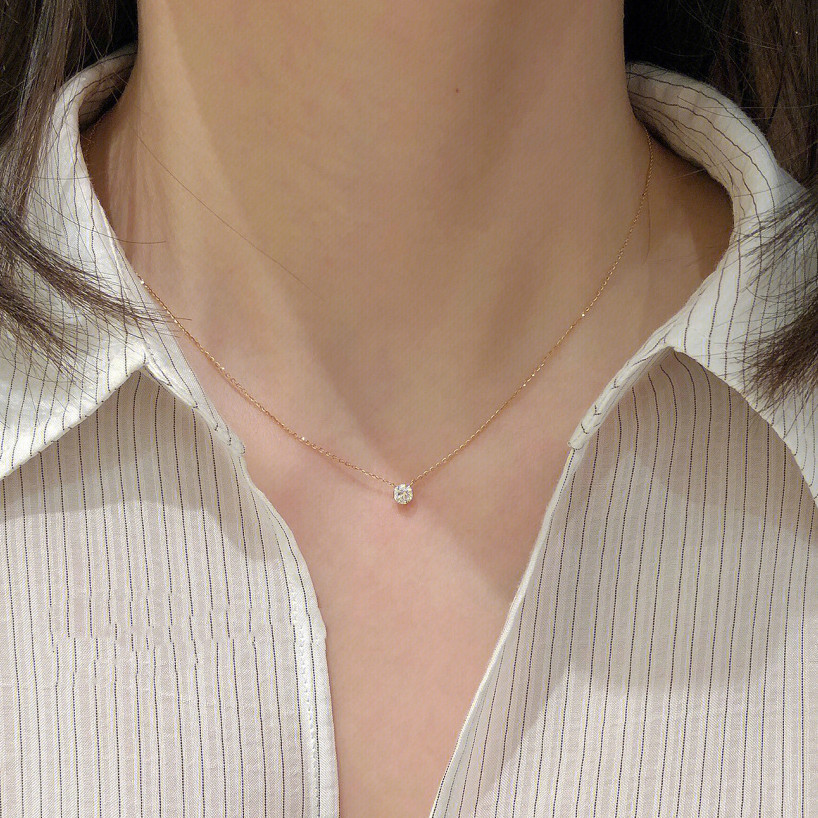 สร้อยคอยาว สร้อยคอ Mini Colorfast Invisible Clavicle Chain Gold-Plated Female Rhinestones