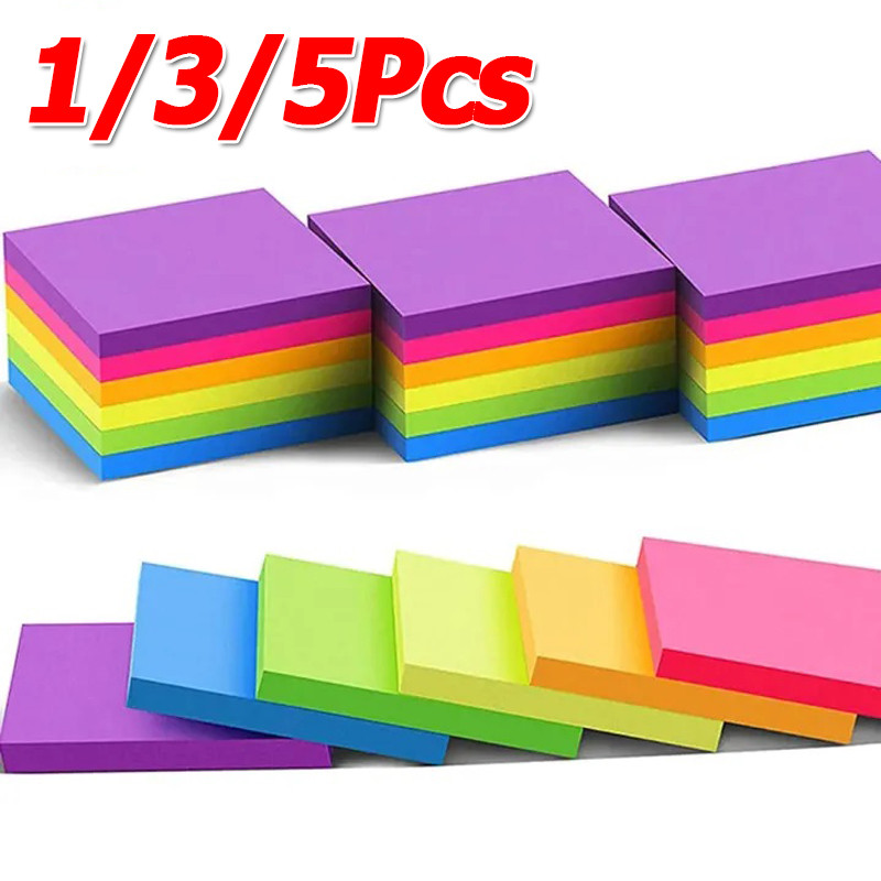 1/3/5Books Mini Self-adhesive Sticky Note Paper / Tearable Color Small Square Sticky Notes