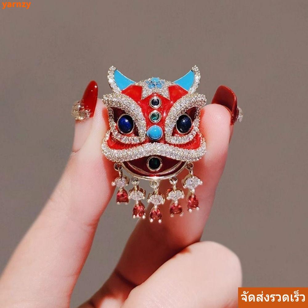 เยร์ซี่ ใบเมเปิ้ลเข็มกลัด,สีแดงสีส้มสไตล์จีนสิงโตเข็มกลัด,เสน่ห์อเนกประสงค์โลหะผสมสังกะสีสิงโตใบเมเปิ้ลเสื้อขาเสื้อยกทรงเสื้อกันหนา